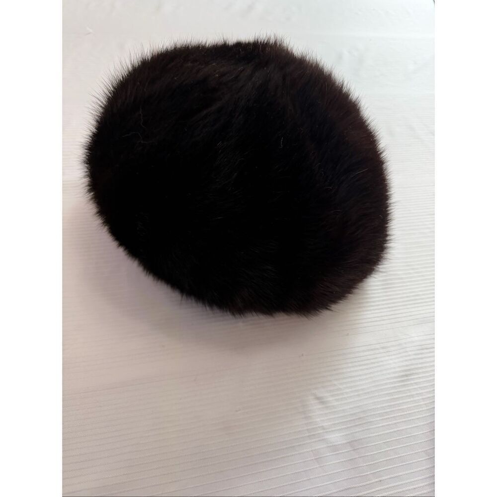 Vintage 60s Mink Fur Hat Beret Pillbox Cap One Size Fits All